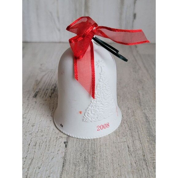 Hallmark 2008 porcelain Bell ornament Xmas tree white - Picture 4 of 8